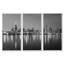 Chicago Skyline at Night, noir et blanc - 3 pièces, cadre photo flottant sur toile-760375430-760375434