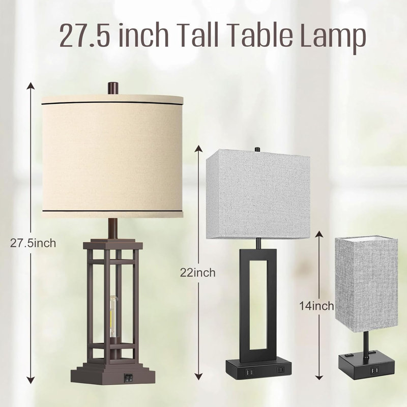 Ensemble de 2 lampes de table 27,5 "modernes avec 3 modes d'éclairage, lampe de chevet avec ports USB A + C pour le salon, la chambre à coucher, le bureau