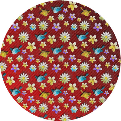 Tapis décoratif floral rouge Delilah