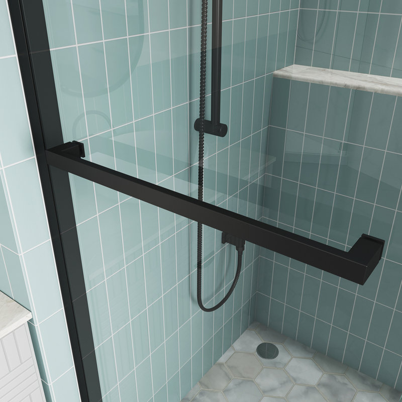 Porte de douche coulissante simple semi-sans cadre avec verre transparent de 3/8 po (10 mm) Opal Mirage MCOCOD l 56-60,5 "x H 76"