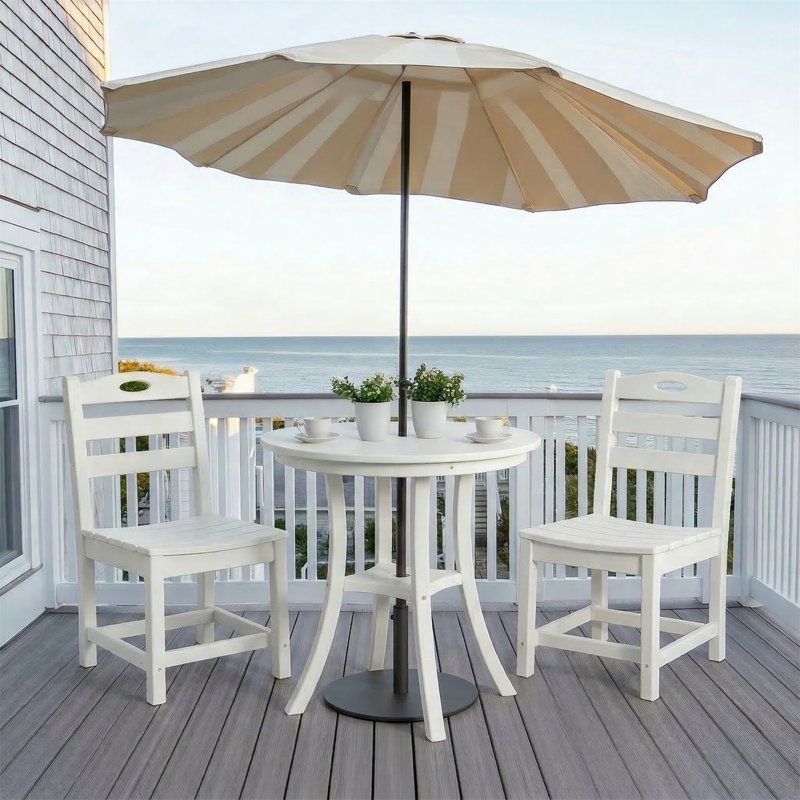 Ensemble bistro blanc 3 pièces Hdpe, Blanc, Blanc