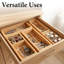 Bamboo Drawer Organizer 5pcs for Kitchen Multi-purpose Storage Dividers for Kitchen, Office, Jewellery, Cosmetics, Wooden Drawer Dividers for Drawer Organizer Desk Organizer,