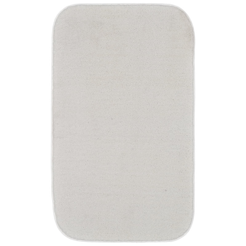 Monarrez Nylon Bath Rug with Non-Slip Backing, White, Single- 40" L x 24" W