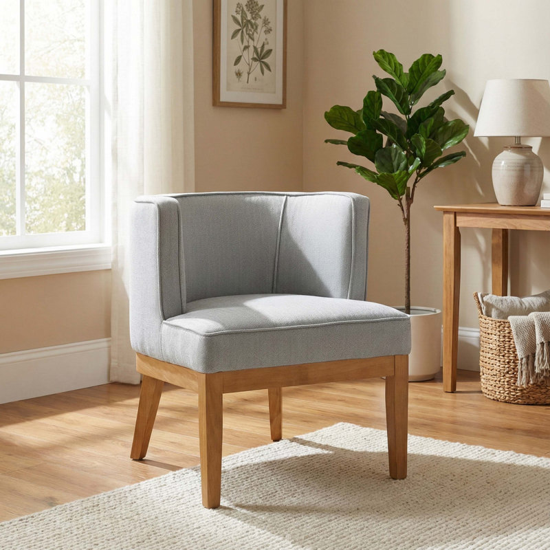 Abbeville Upholstered Barrel Chair, Herringbone Grey