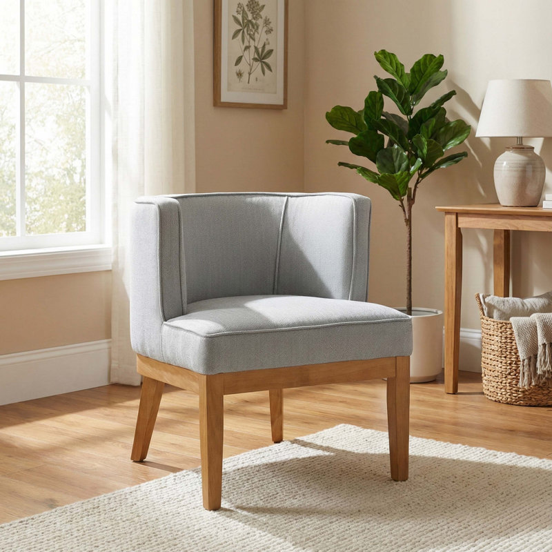 Abbeville Upholstered Herringbone Barrel Chair, Herringbone Grey