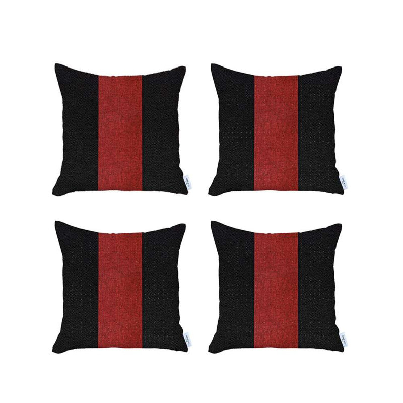 (Set of four) Throw Pillow Covers, Black/Red