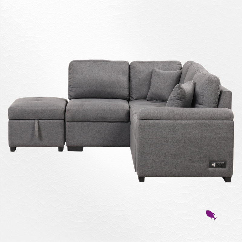 Canapé modulaire 3 pièces Timitra, Duplicata de lin gris foncé 1
