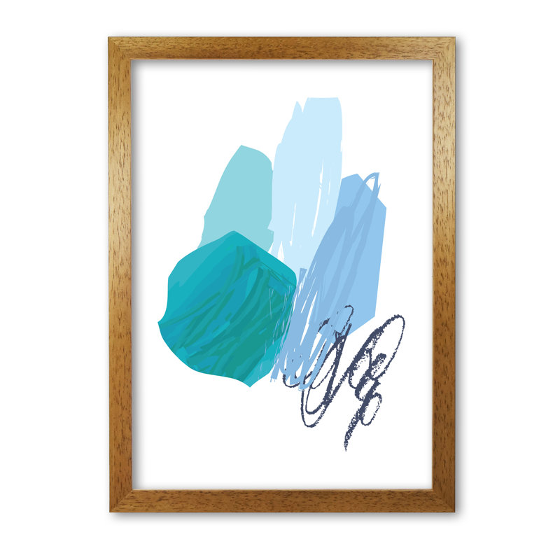 Blue Abstract Palette Drawings - Print, 30 cm H x 21 cm W x 5 cm D, Honey Oak Frame
