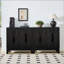 Buffet 31,5 pouces de style Mid-Century moderne avec ajouré sculpté et tablette réglable