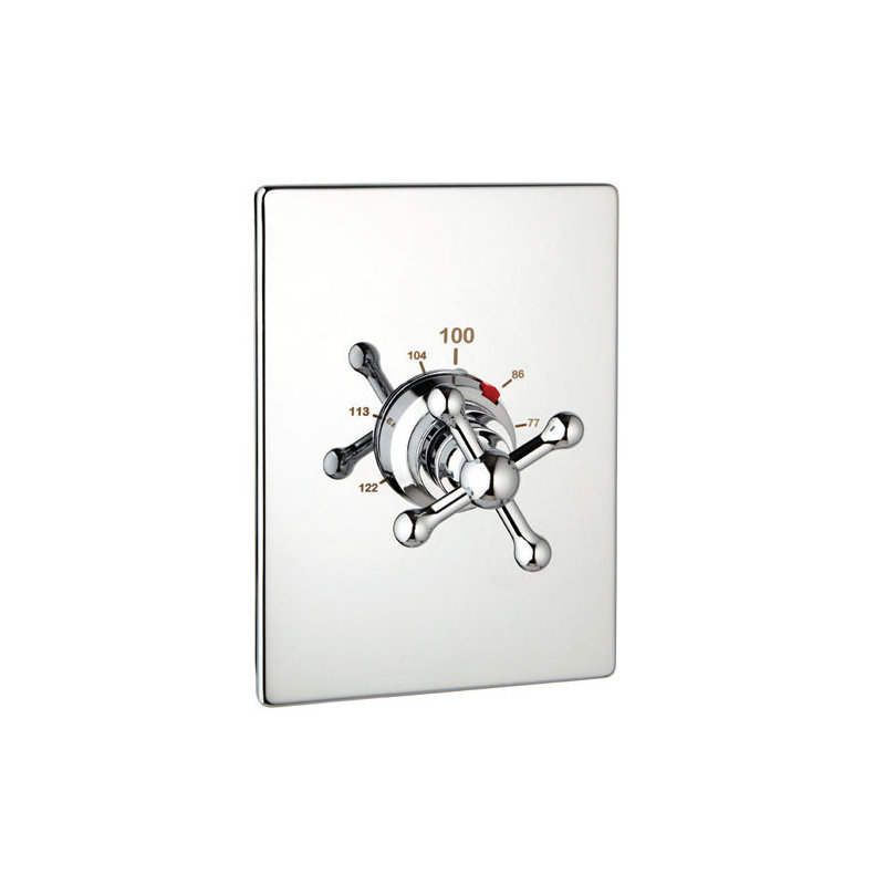 Thermostat rectangulaire complet avec valve, Chrome poli, 1/2 po