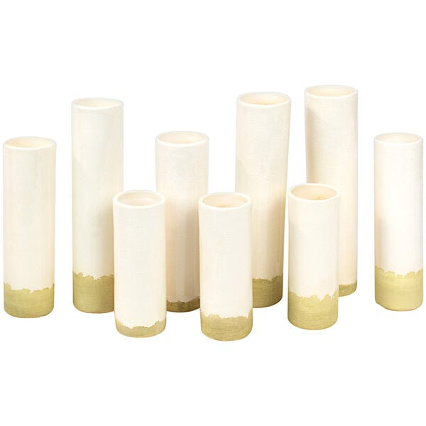  White Ceramic Cylinder Bud Vases – Glazed Decorative Display, Set of Nine