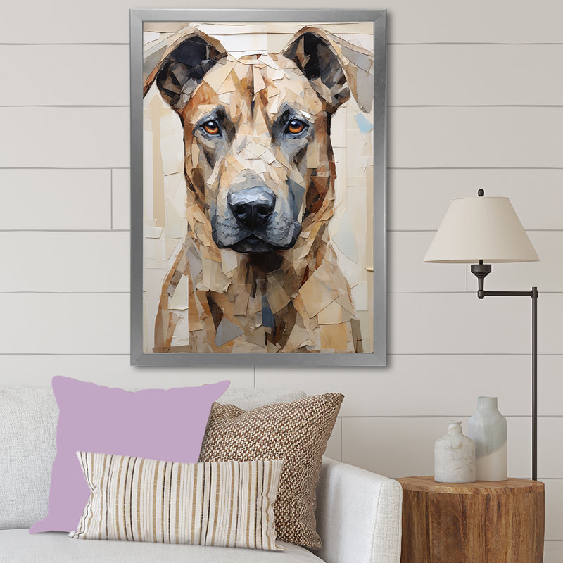 " Belgian Malinois Handsome Portrait ", 40" H x 30" W x 1.5" D, Silver Single Picture Framed