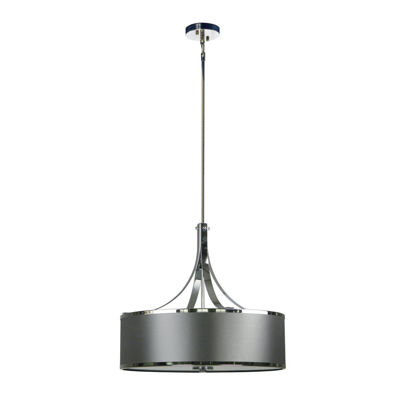 Lustre tambour 4 lumières à abat-jour, Gris