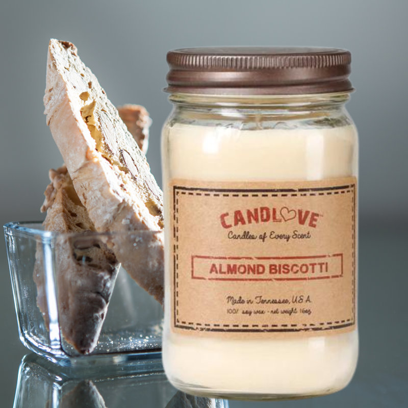 Bougie candlove amande Buscotti soja - faite à la main, longue combustion, très parfumée (16 oz) États-Unis