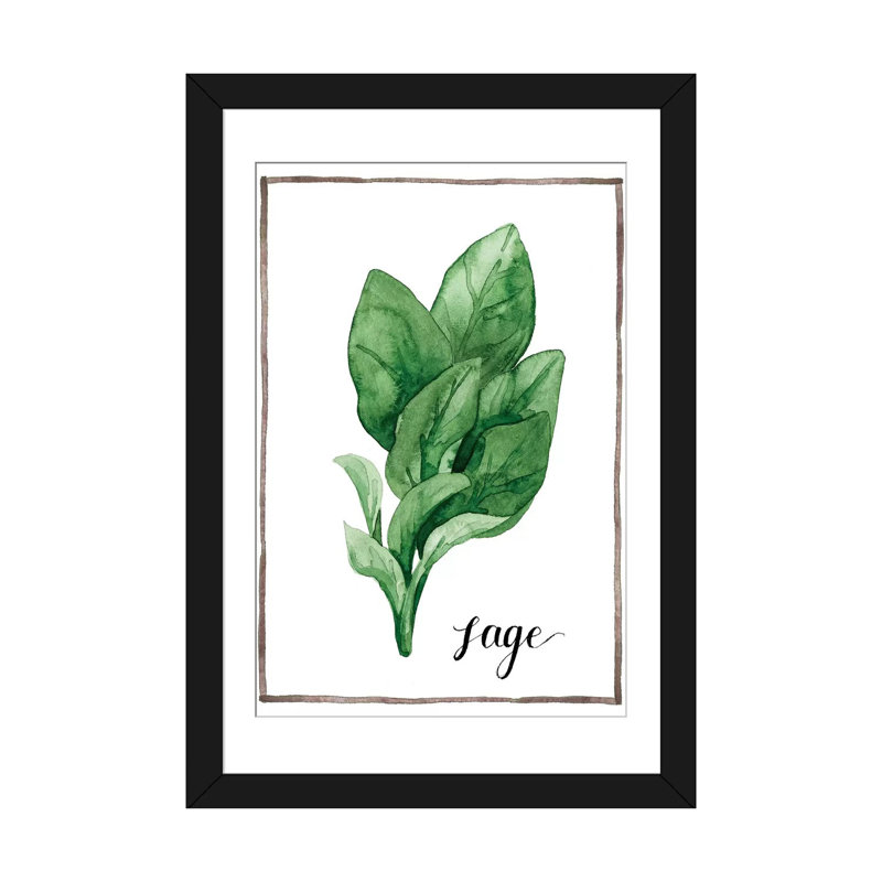« aquarelle herbes vi », impression sur toile, H 24 po x l 16 po x P 1 po, Papier d'art encadré noir, Blanc