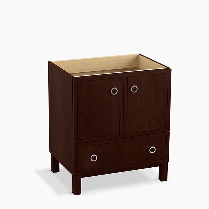 Jacquard 30" Vanity Base Only with Furniture Legs, 2 Doors and 1 Drawer, Cerise Tweed