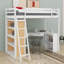 Lit mezzanine simple avec échelle, bureau et tablettes