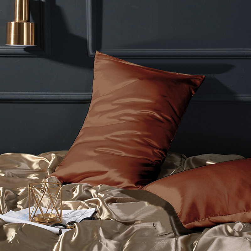 Pillowcases, Satin Luxurious Pillowcases with Envelope Closure - NTBAY, Standard, Brown
