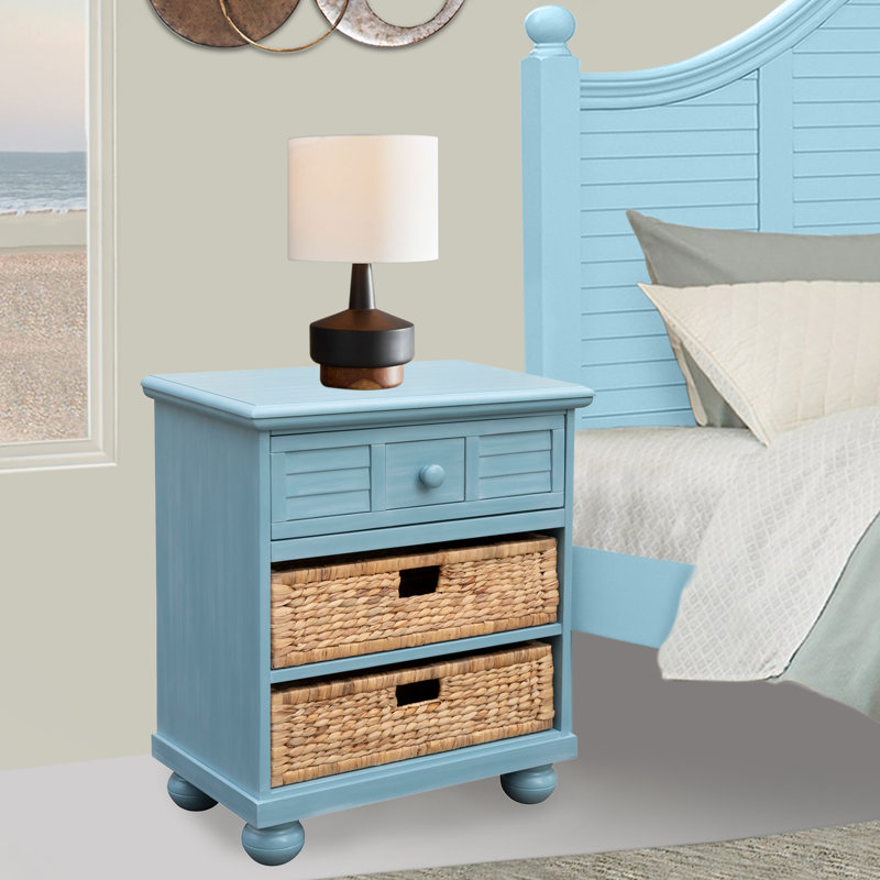 Friedrich Basket Drawer Nightstand, Ocean Blue