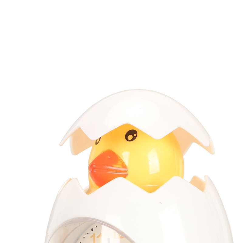 Réveil multifonctionnel mignon en forme de coquille d'œuf, en forme de poulet, idéal pour un bureau ou comme cadeau pour étudiant ou pour décorer une chambre à coucher (blanc).