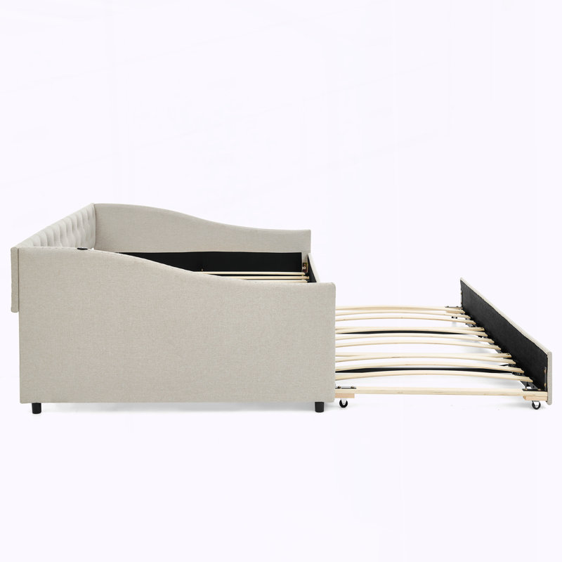 Daybed with USB Charging, Beige, Full/Double