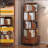5 Tier Bookcase Storage Rack with Wheels, Rotating Bookshelf, 360 Display Corner Bookshelf, Wood Narrow Organizer-1834090515