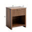 Table de chevet en bois cannelé à 1 tiroir, table d'appoint moderne et rustique avec rangement ouvert pour chambre à coucher-1419743072