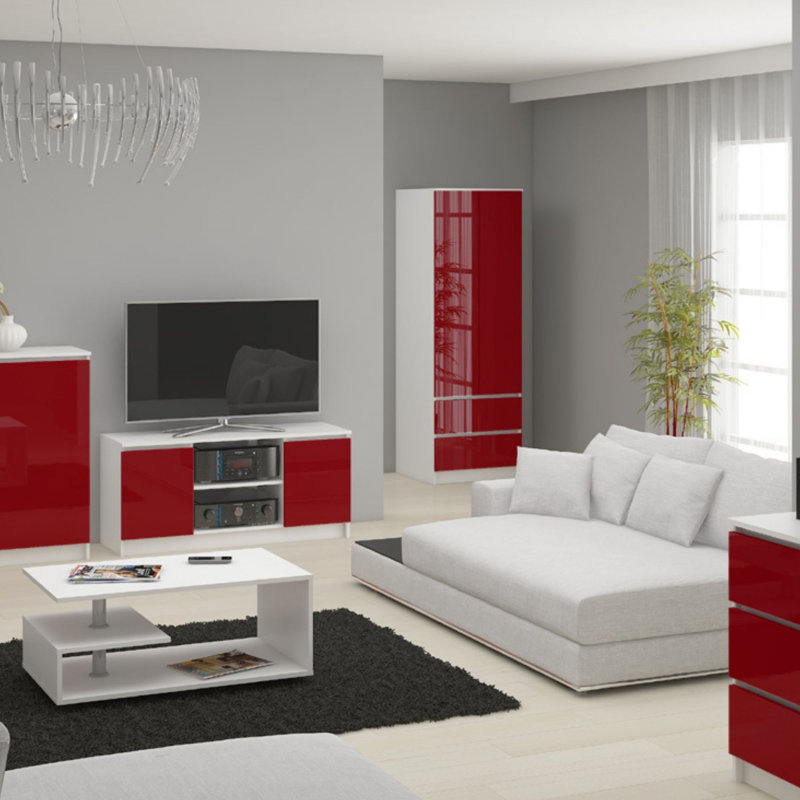 Payson 2 Door Wardrobe, Red Gloss