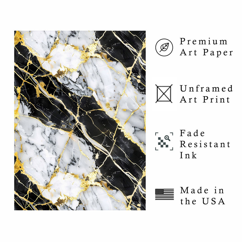 Abstrait, reproduction d'art moderne sans cadre, cristaux de marbre noir Geode, H 14 po x l 11 po