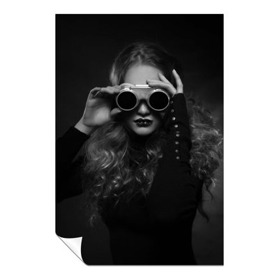 Woman In Vintage Steampunk Goggles Portrait Artistic - No Frame Print