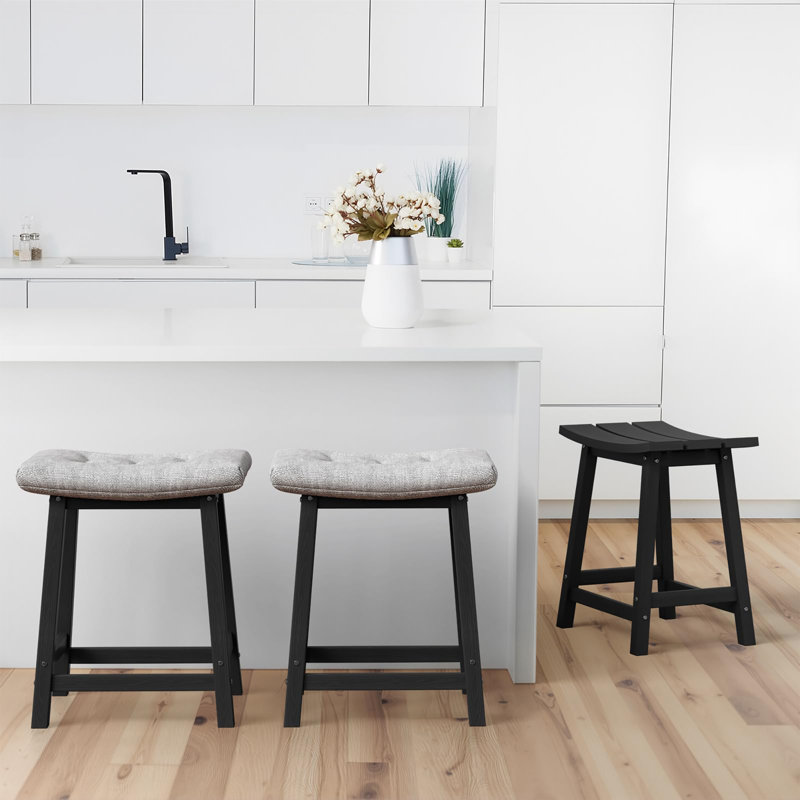 Ensemble de 2 tabourets de bar d'extérieur, Noir