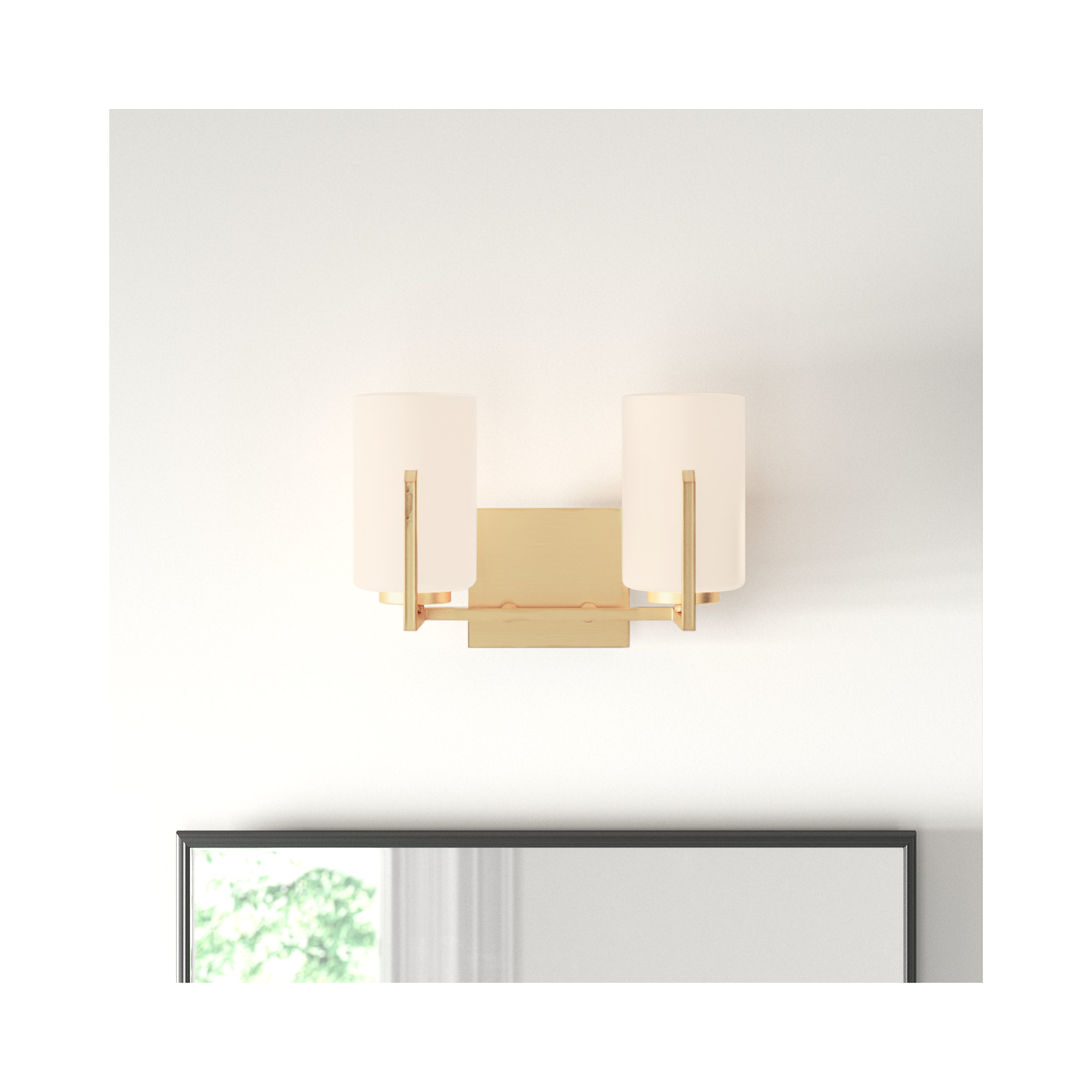 Romilly 12.5" W 2-Light Dimmable Steel Vanity Light , Satin Brass
