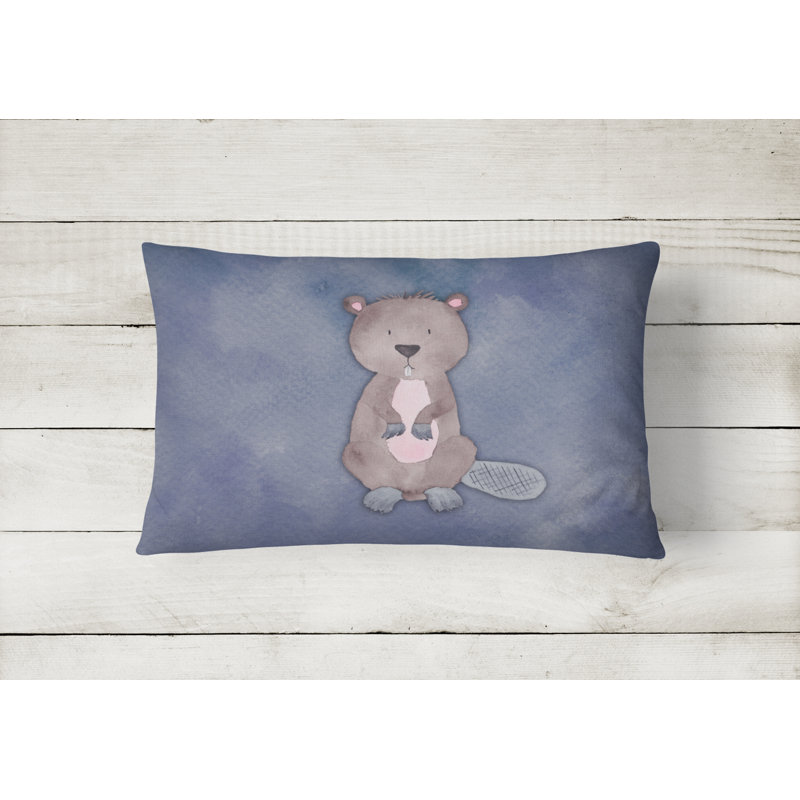  Beaver Watercolor Lumbar Pillow