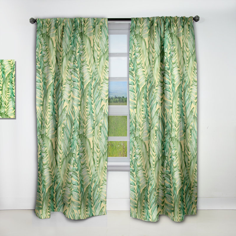 Panneau de rideau simple occultant tropical Mid-Century, L 52 po x L 108 po