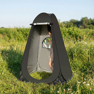 74.8In High Outdoor Camping Tent Shower Tent Bath Fitting Room Tent Shelter Camping Beach Private Toilet Bathroom Camping Tent, Black