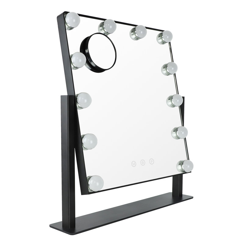 Miroir grossissant avec commode en métal, Noir