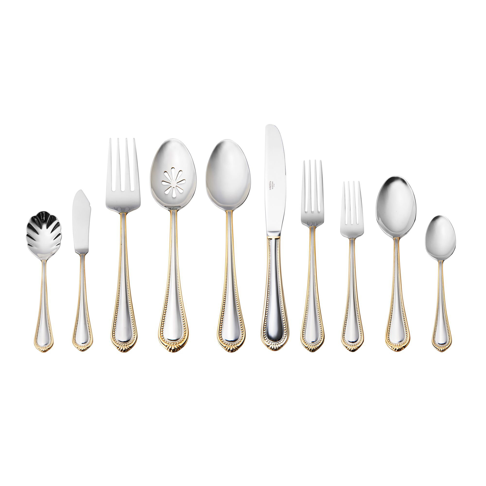 Mikasa Regent Bead Gold 65-Piece 18/10 Stainless Steel Flatware Set, Service for 12 & Reviews | Wayfair