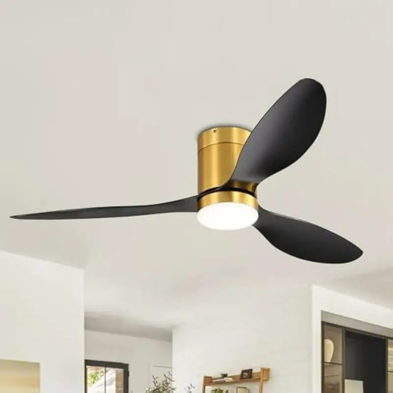Ventilateur de plafond encastré 52 po à DEL noir et or avec télécommande (3 pales) noir - télécommande