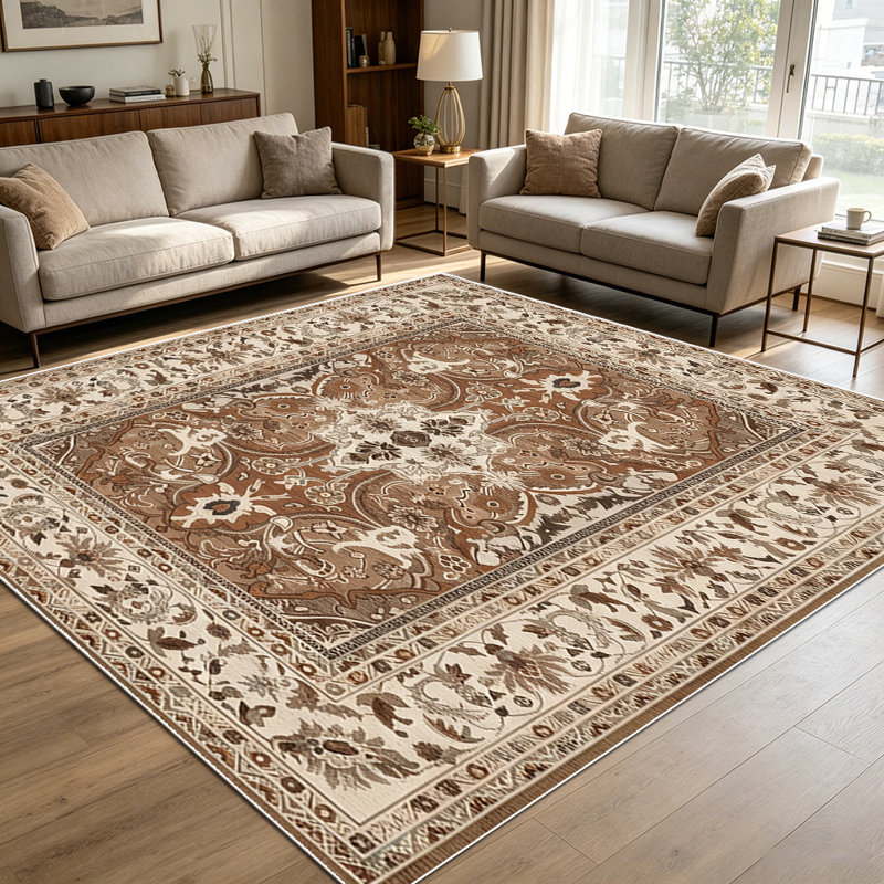 1PC Vintage Persian Floral Medallion Bordered area rugs for Living Room, Soft and Comfortable, Suitable for all seasons, easy-to-maintain, machine washable Indoor floor mat, Under Table Farmhouse suitable for dining room, bedroom, entryway, kitchen,