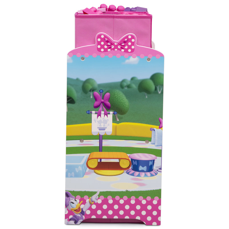 Disney Minnie Mouse Multicolor 6-Bin Toy Organizer with Wood Frame