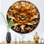 Horloge murale abstraite tournesol doré-988119411