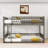 Queen Over Queen Bunk Bed With Detachable Design And Ladder-436106547