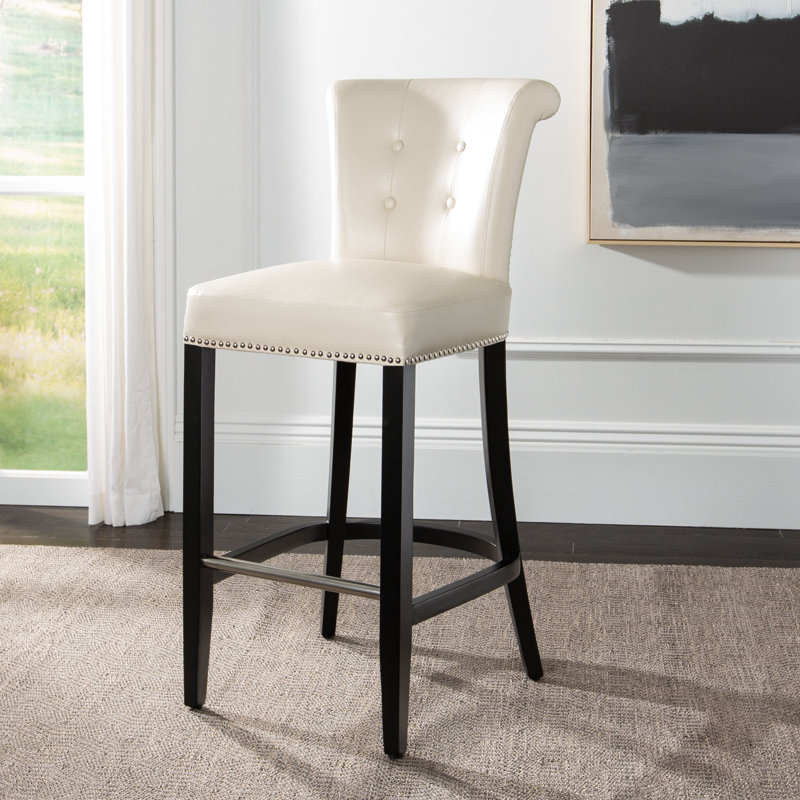 Arlease Upholstered Counter Stool with Solid Wood Frame, Flat Cream, Bar Stool (29.7" Seat Height)