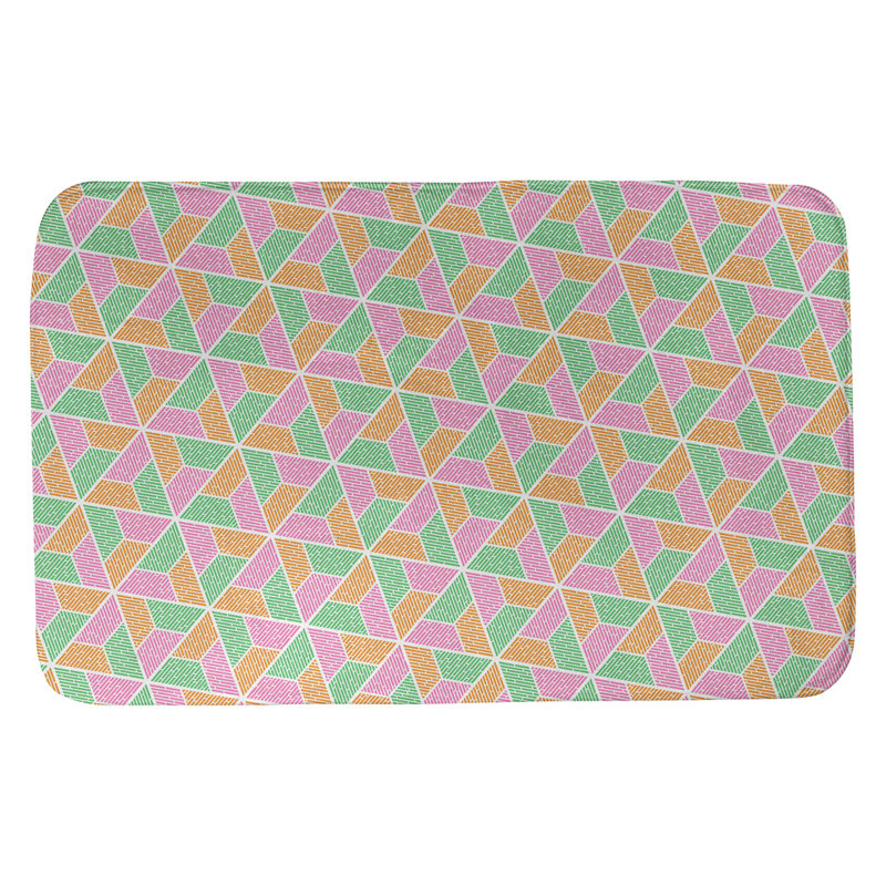 Tapis pour salle de bain katelyn elizabeth trapézoïdals, l 21 po x L 34 po, Vert/Orange/Rose