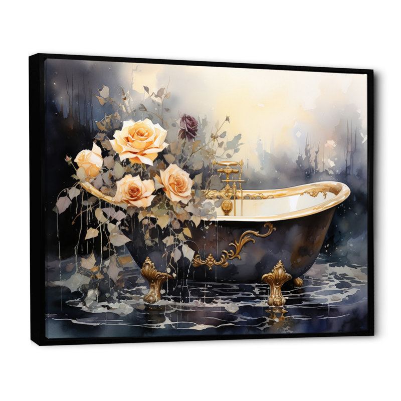 Baignoire Dameisha en or VI, H 16 po x l 32 po, Cadre flottant noir