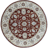 Wool Oriental Area Rug in Rust/Ivory