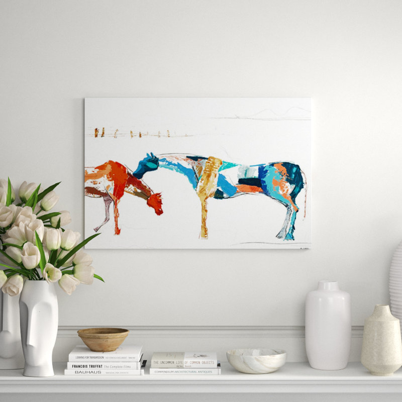 Painted Horses Family I Print by Milton Coppo, 30" H x 45" W, Image Brush Gel