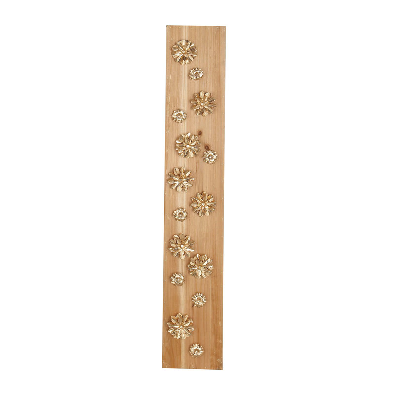 Décoration murale rectangulaire en fleurs pétalées naturelles, Doré clair