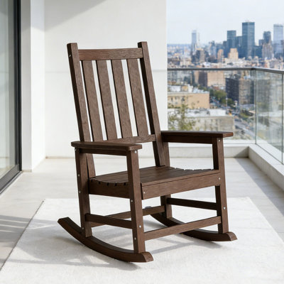 Chaise berçante d'extérieur en PEHD avec siège élargi et dossier haut