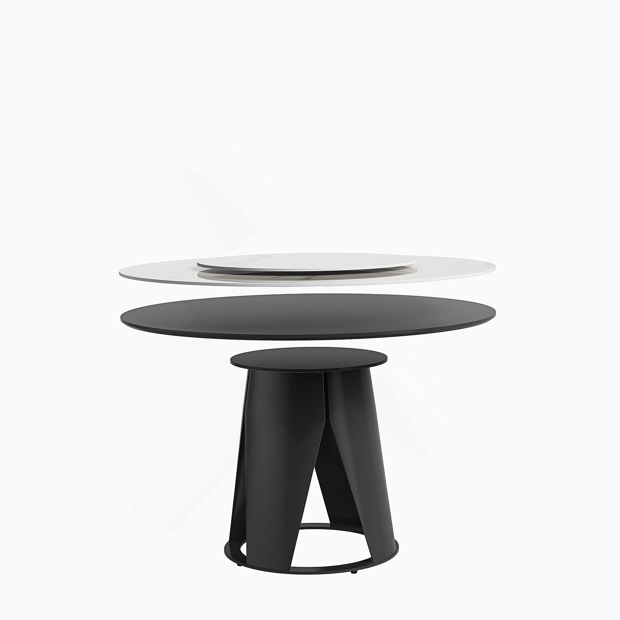 Orren Ellis 59''Modern Sintered stone dining table with 35.4" round ...